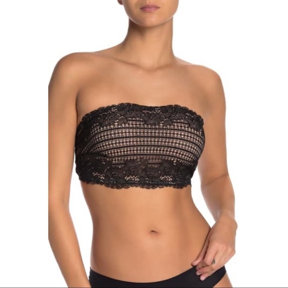 Free People Camila Lace Bandeau Bra Black Small